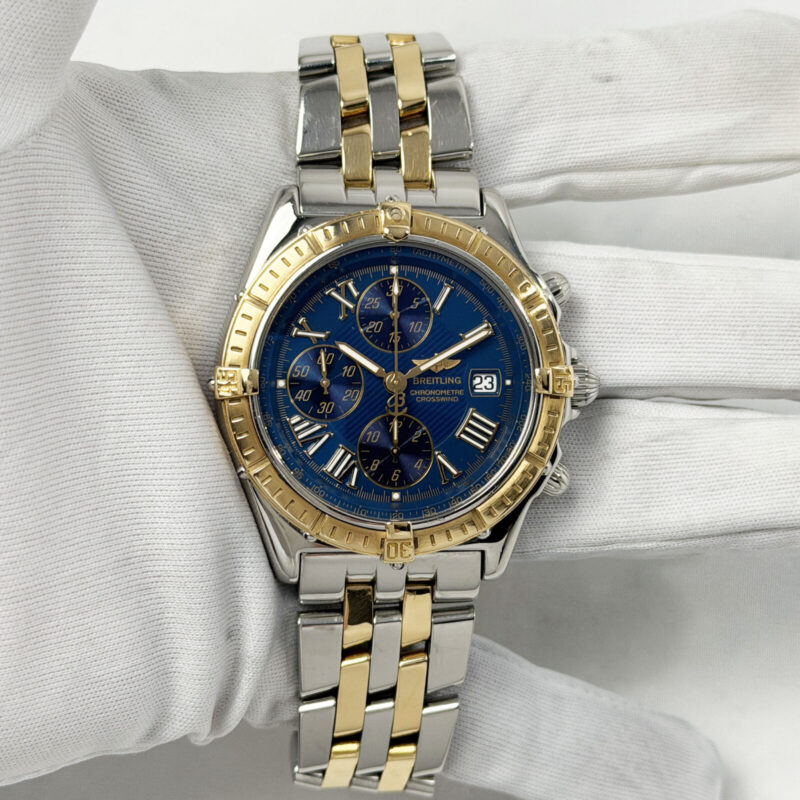 Breitling Crosswind Chronograph D13355 43MM Blue Two-Tone 18K Yg