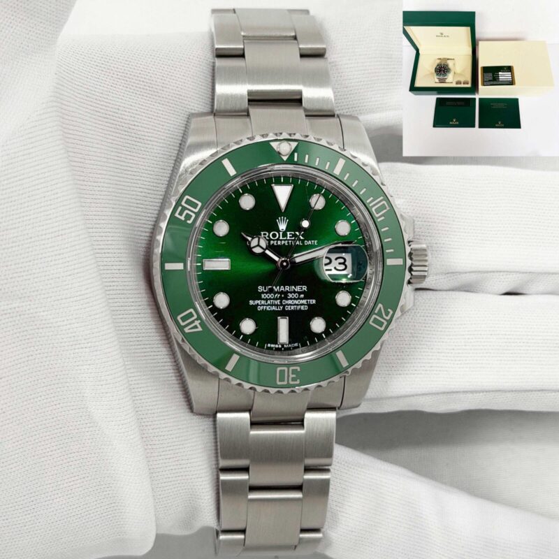2011 Rolex Submariner Date Hulk 116610LV 40MM Green Oyster Steel Box Paper