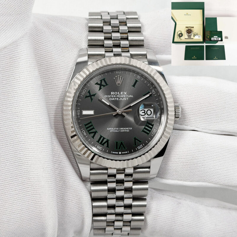 2026 Rolex Datejust 126334 41MM Wimbledon Dial Fluted Jubilee Steel Box Paper