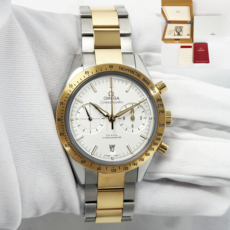 Omega Speedmaster '57 Chrono 331.20.42.51.02.001 42MM White Two-Tone 18K Yg Box
