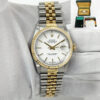 1991 Rolex Datejust 16233 36MM White Stick Dial Two-Tone 18K Yg Box X-Serial