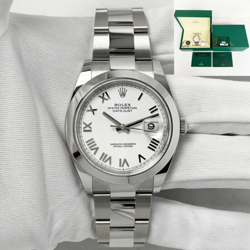 New 2026 Rolex Datejust 126300 41MM White Roman Oyster Steel Box Paper