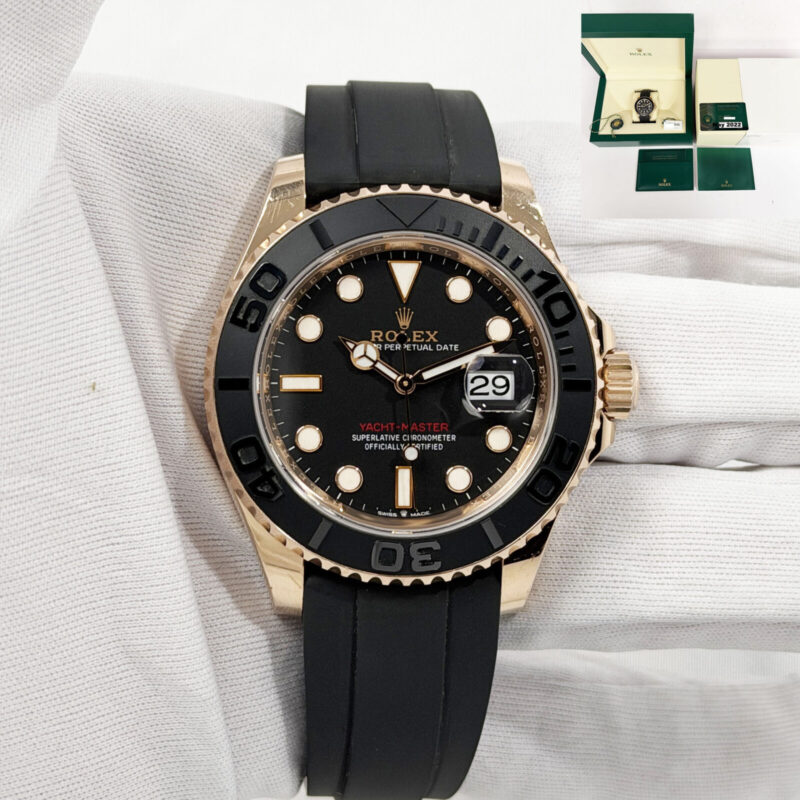 2023 Rolex Yacht-Master 126655 40MM Black 18K Everose Gold Oysterflex Box Paper