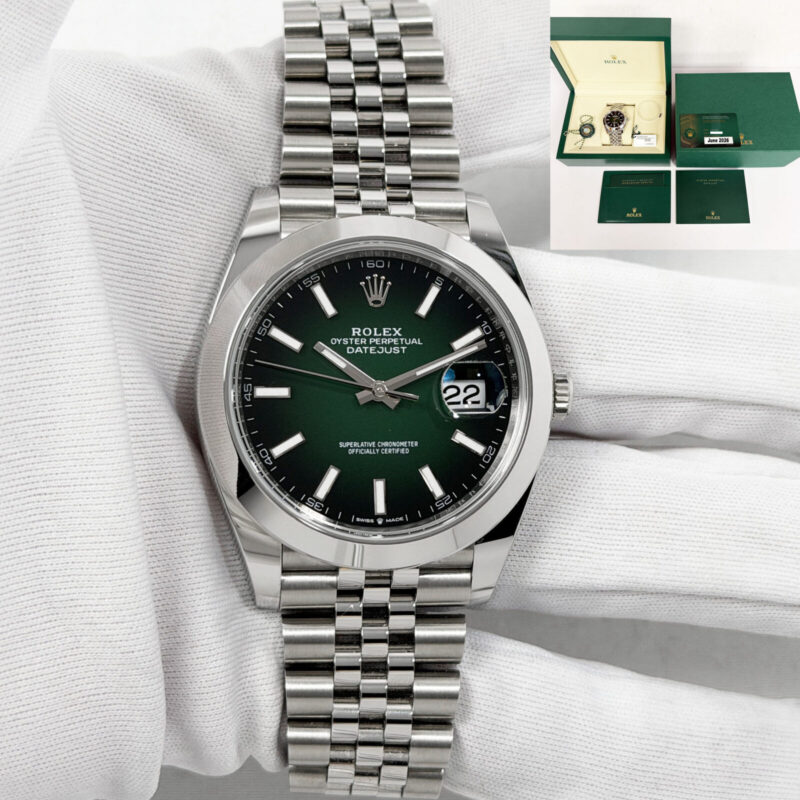 Lnib 2026 Rolex Datejust 126300 41MM Green Ombre Smooth Jubilee Steel Box Paper