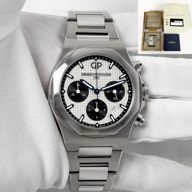 2021 Girard Perregaux Laureato Chronograph 81020-11-131-11A 42MM Silver Dial B/p