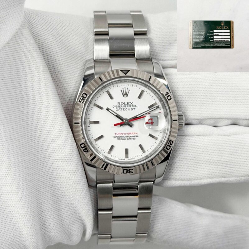 2008 Rolex Datejust Turn-O-Graph 116264 36MM White Dial Fluted Oyster Paper