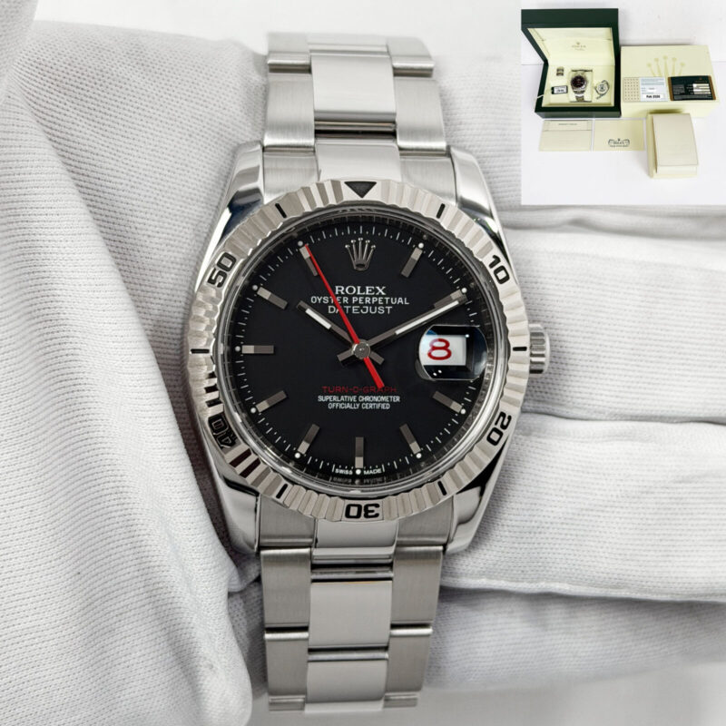 2017 Rolex Datejust Turn-O-Graph 116264 36MM Black Steel B/p 2026 Cpo Set