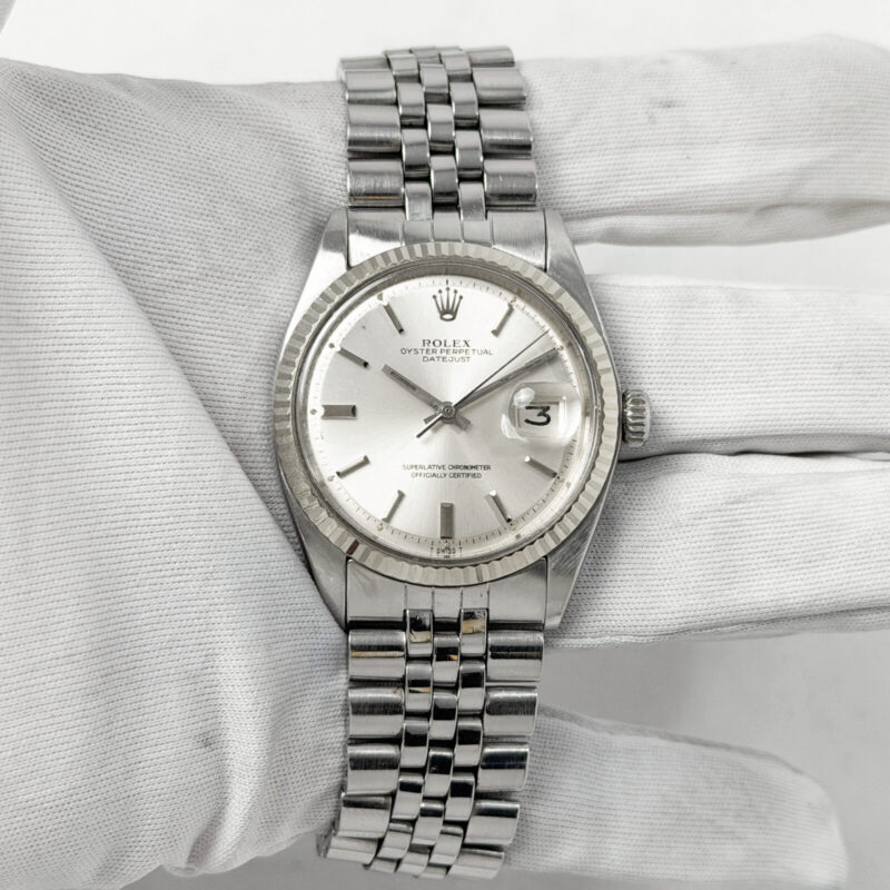 1972 Rolex Datejust 1601 36MM Silver Fluted Stick Dial