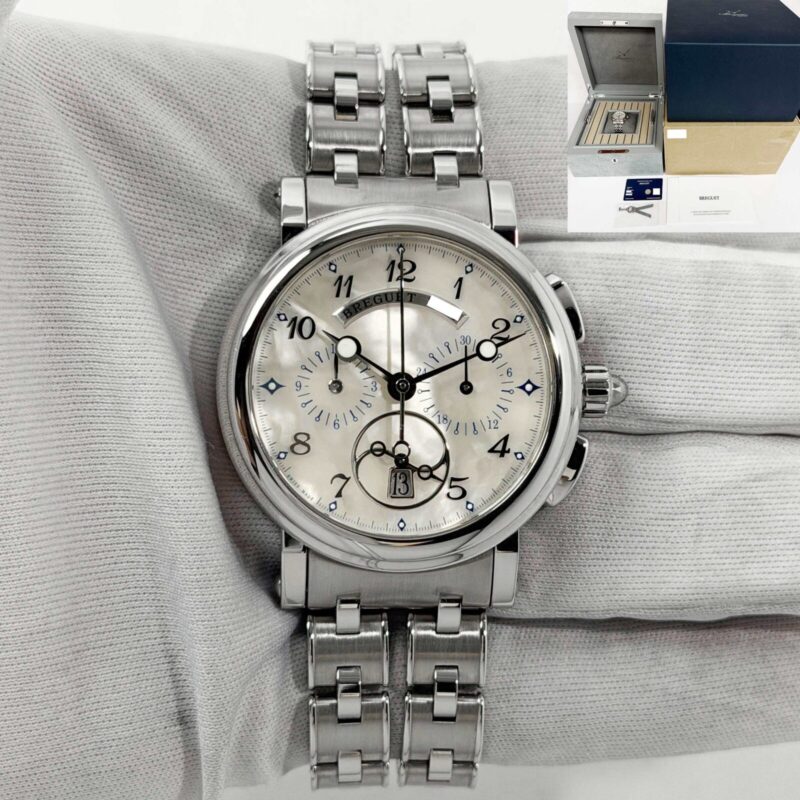 New Breguet Marine Chronograph 8827 34MM Mop Dial Steel Box Paper