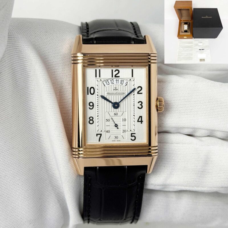 2017 Jaeger-Lecoultre Grande Reverso Duo Q3742421 30MM White Black 18K Rg B/p