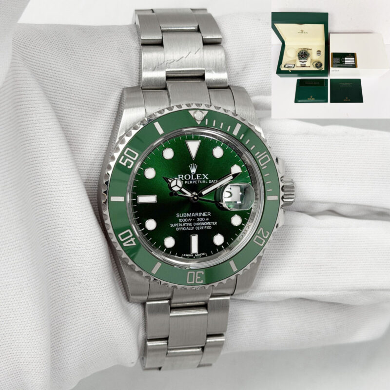 2015 Rolex Submariner Date Hulk 116610LV 40MM Green Oyster Steel Box Paper