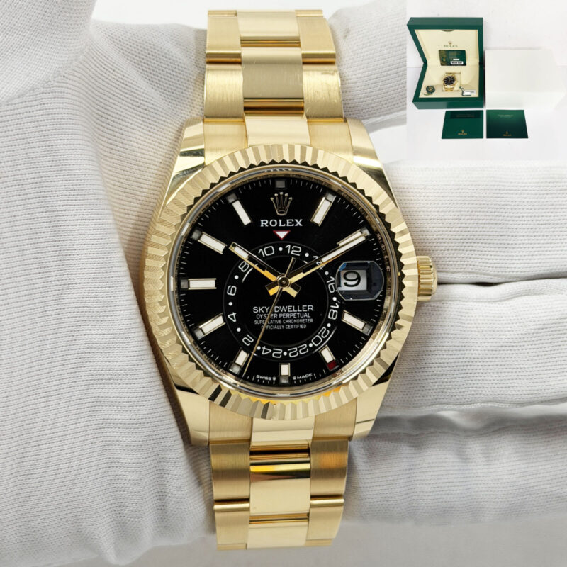 2024 Rolex Sky-Dweller 336938 42MM Black Oyster 18K Yellow Gold B/p