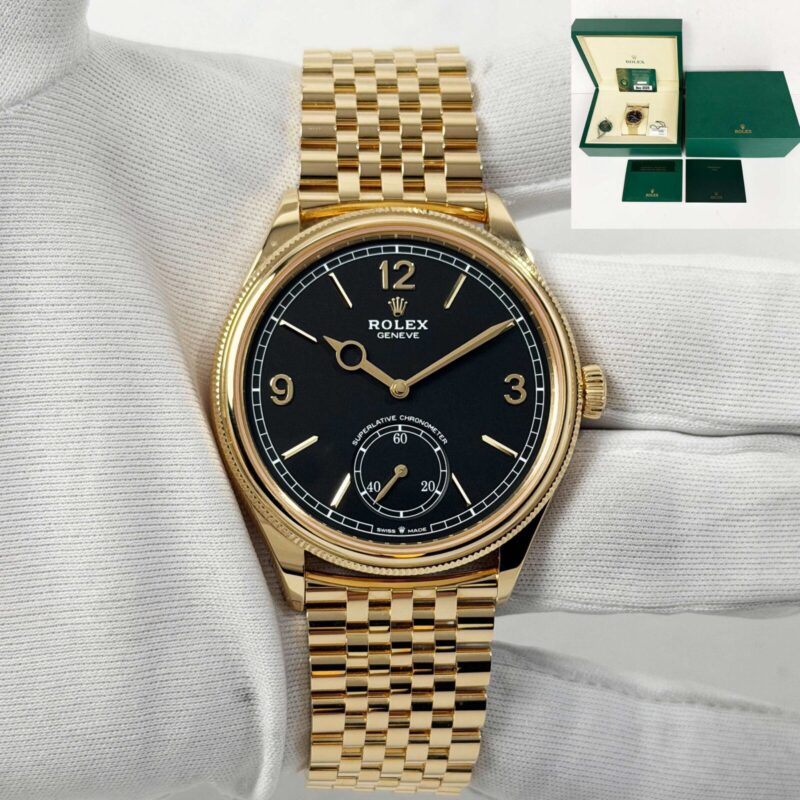 New 2025 Rolex 1908 52508 39MM Black 18K Yellow Gold Settimo Box Paper