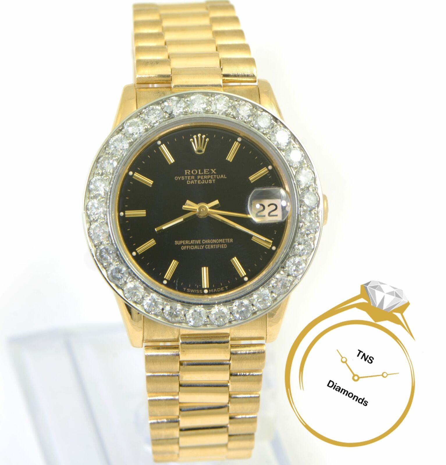 Ladies-Rolex-Midsize-President-Datejust-31mm-18k-Yellow-Gold-68278-Diamond-Bezel-132981085330