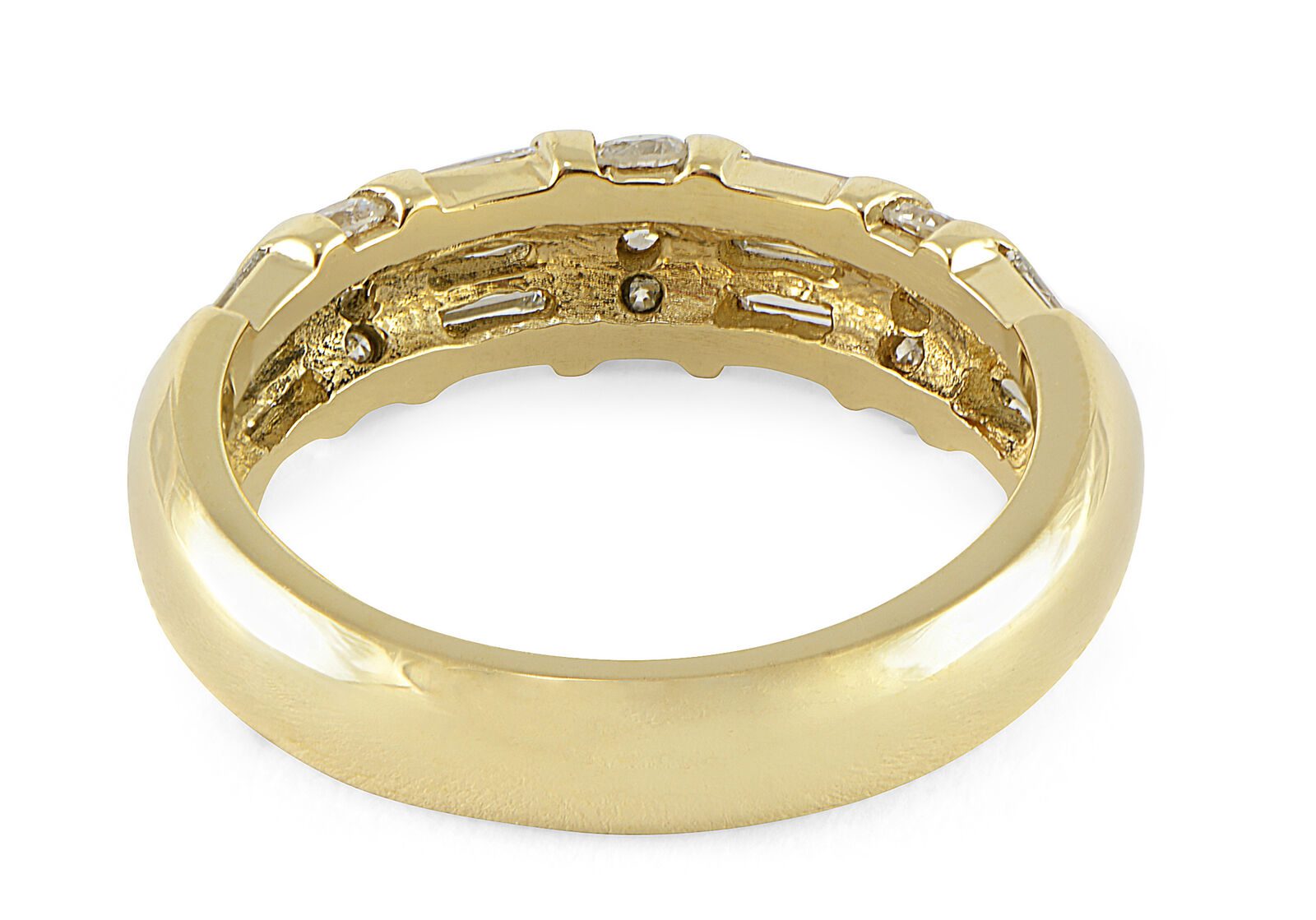 Round/Baguette Channel Wedding Band 14k Yellow Gold 1.0ct