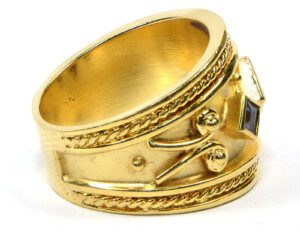 Vintage-Tourmaline-Tanzanite-Princess-Cut-Ring-147g-18k-Yellow-Gold-Size-7-111907240420-3