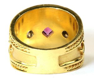 Vintage-Tourmaline-Tanzanite-Princess-Cut-Ring-147g-18k-Yellow-Gold-Size-7-111907240420-5