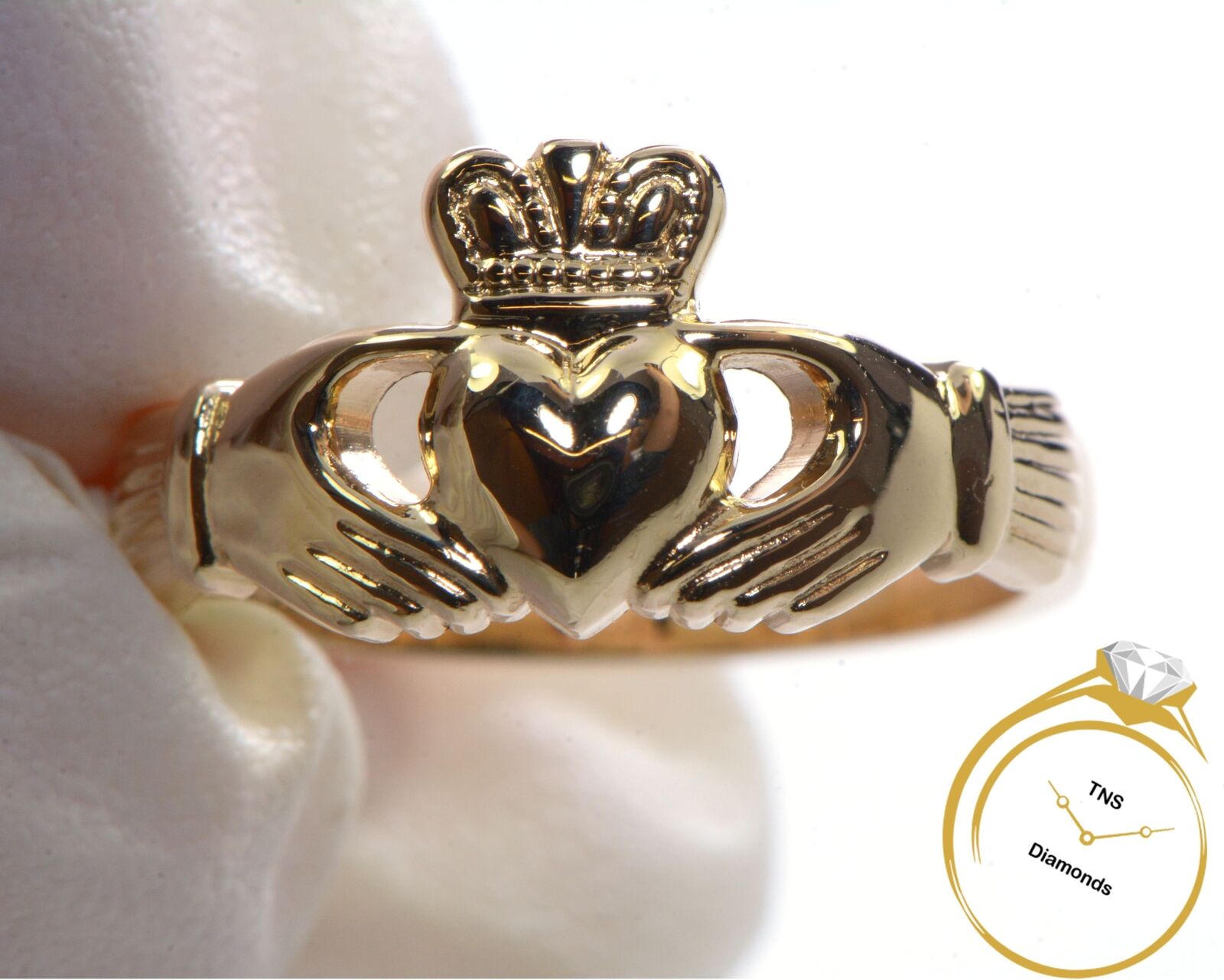 Irish Claddagh Ring Made in Ireland 14k Yellow Gold Size 8.25 W