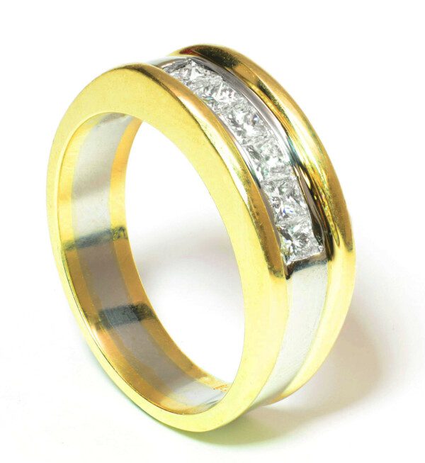 VVS-Clarity-Mens-Princess-Diamond-Wedding-Band-14k-Two-Tone-Gold-10ct-Size-13-131707236941-2