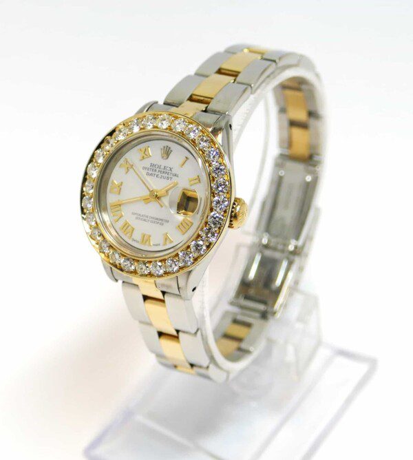 Ladies-Rolex-Datejust-MOP-Diamond-Dial-25ct-Bezel-18k-Gold-Steel-69173-w-Box-173962522602-2