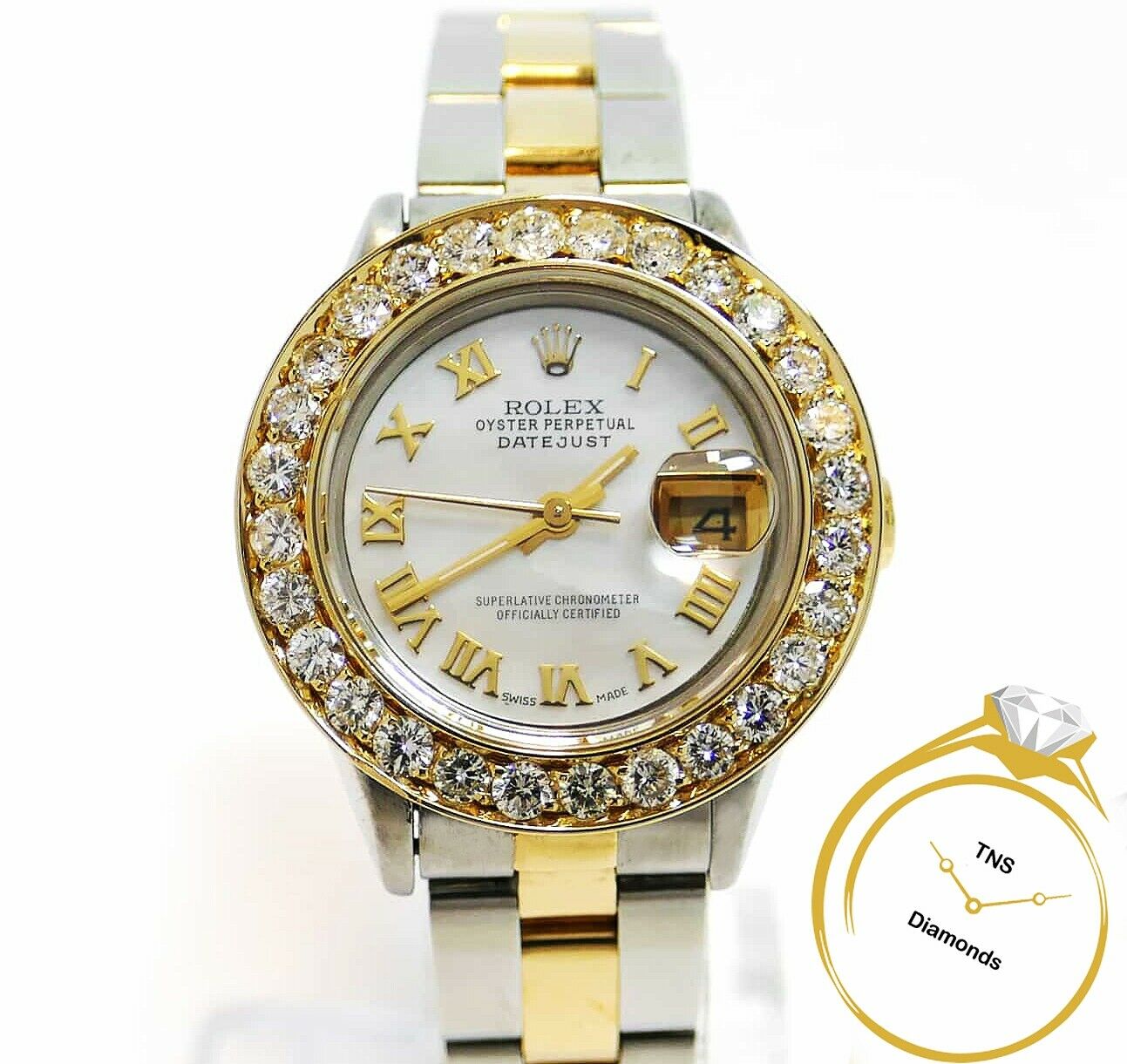 Ladies-Rolex-Datejust-MOP-Diamond-Dial-25ct-Bezel-18k-Gold-Steel-69173-w-Box-173962522602