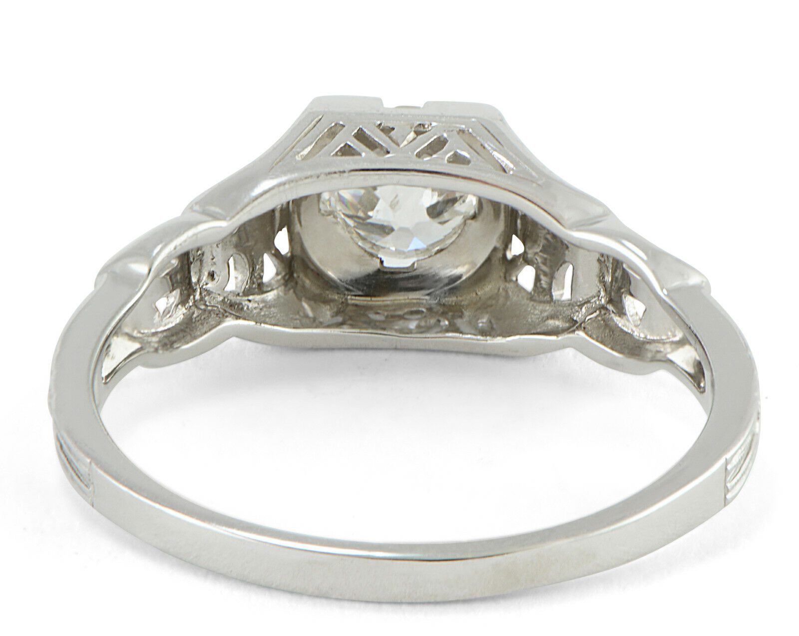 Antique-Round-Diamond-Engagement-Ring-18k-White-Gold-50ct-TW-II1-Size-7-172745558323-3