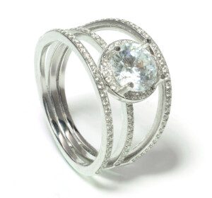 Triple-Band-Halo-Diamond-Engagement-Ring-Semi-Mount-18k-White-Gold-6-CT-SZ-65-111881608243-5