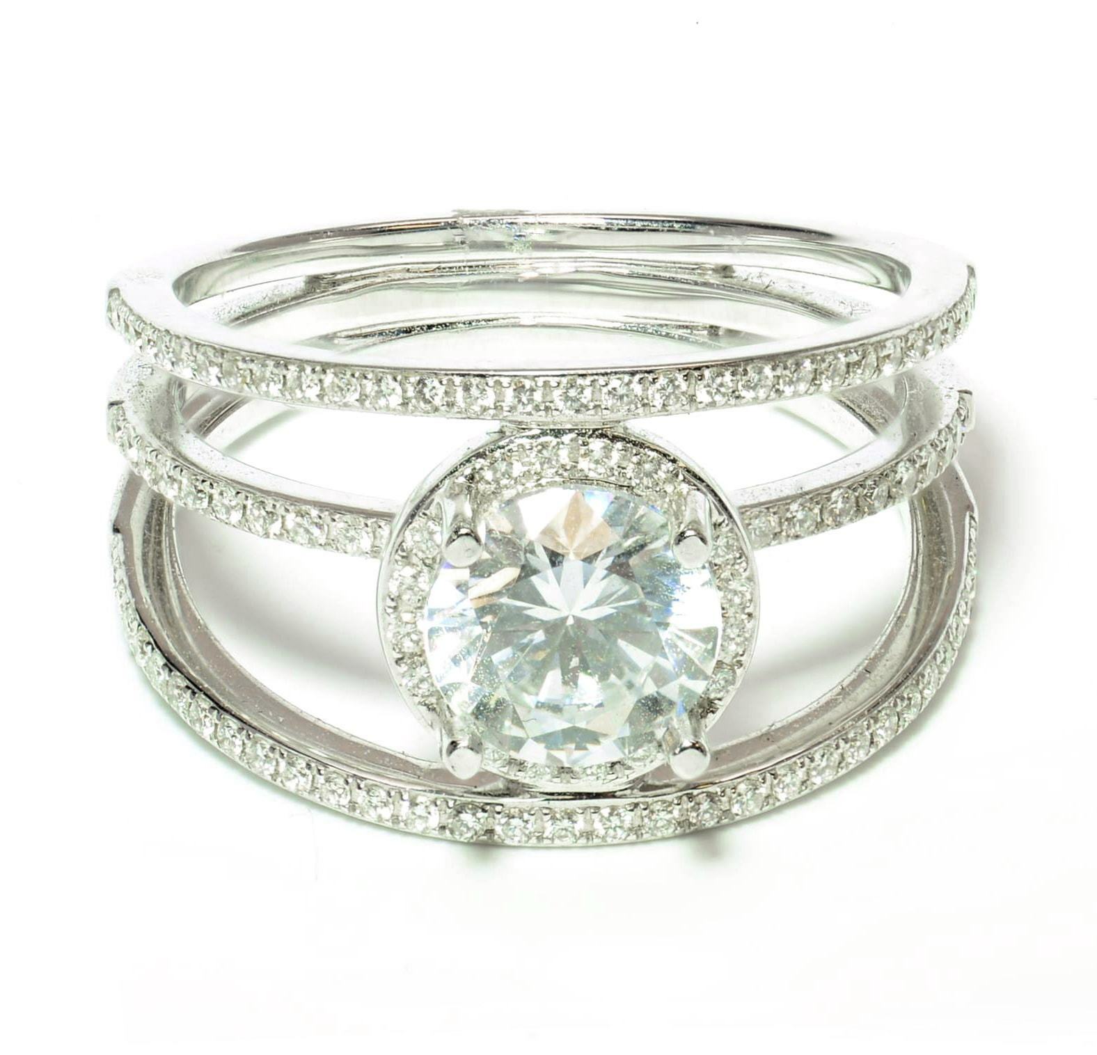 Triple-Band-Halo-Diamond-Engagement-Ring-Semi-Mount-18k-White-Gold-6-CT-SZ-65-111881608243