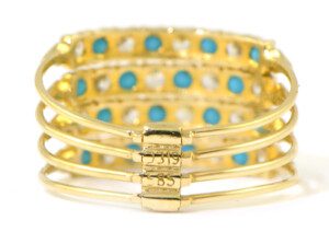 14k-Yellow-Gold-Turquoise-Topaz-Diamond-Multi-Row-Stretch-Ring-Size-875-132575878444-3