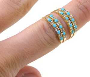 14k-Yellow-Gold-Turquoise-Topaz-Diamond-Multi-Row-Stretch-Ring-Size-875-132575878444-7