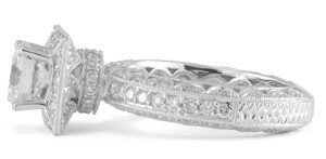 Art-Deco-Round-Halo-Semi-Mount-Diamond-Engagement-Ring-18k-White-Gold-SZ-65-111881608344-3