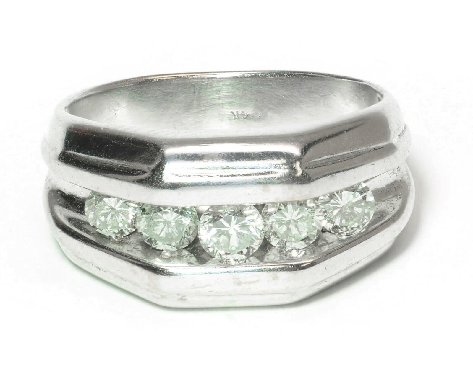 Mens-Diamond-Canyon-Ring-14k-White-Gold-1ct-SI1SI2-Clarity-GH-Size-525-131707237334