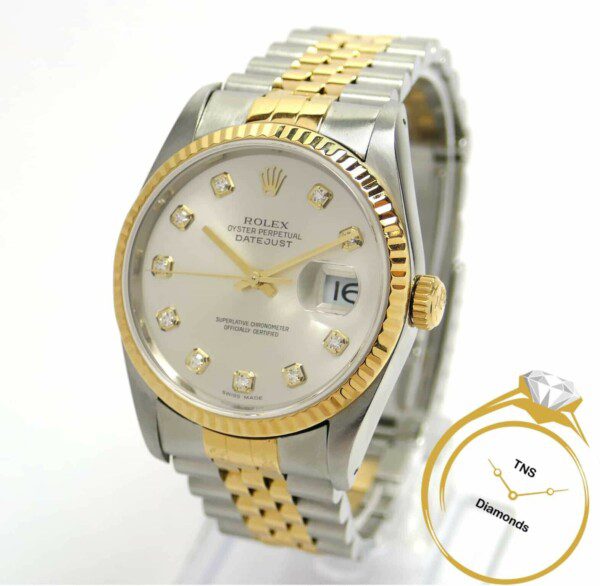 Rolex-Datejust-Factory-Silver-Diamond-Dial-16233-36mm-Year-1992-w-Box-173937992465