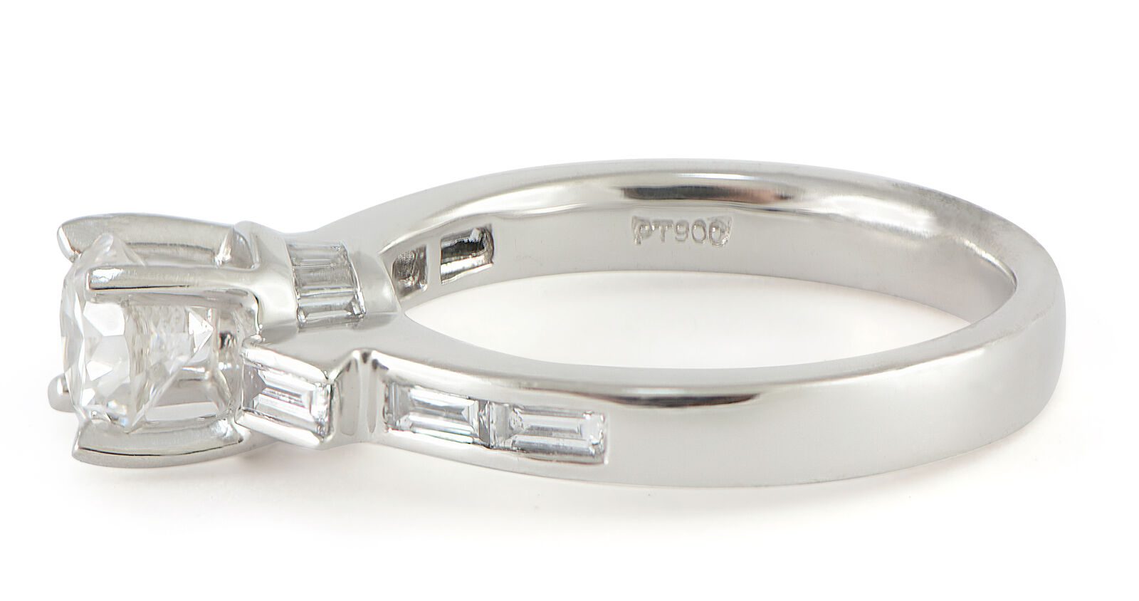 Round Diamond Engagement Ring Platinum Chanel Baguette Setting SZ 6 | TNS  Diamonds Philadelphia