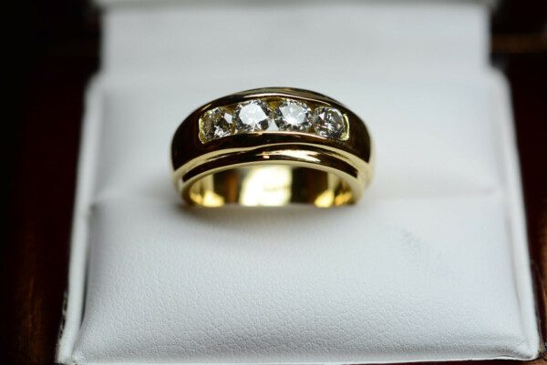 1ct-G-VS2-Diamond-Ring-Wedding-Eternity-Band-18k-Yellow-Gold-126-gr-Size-55-170902986096