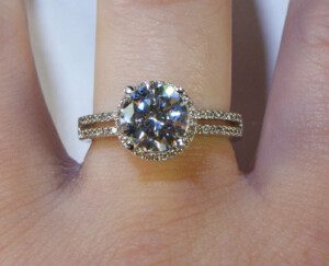 Round-Halo-Diamond-Engagement-Ring-Semi-18k-White-Gold-Double-Band-SZ-65-172979264046-7