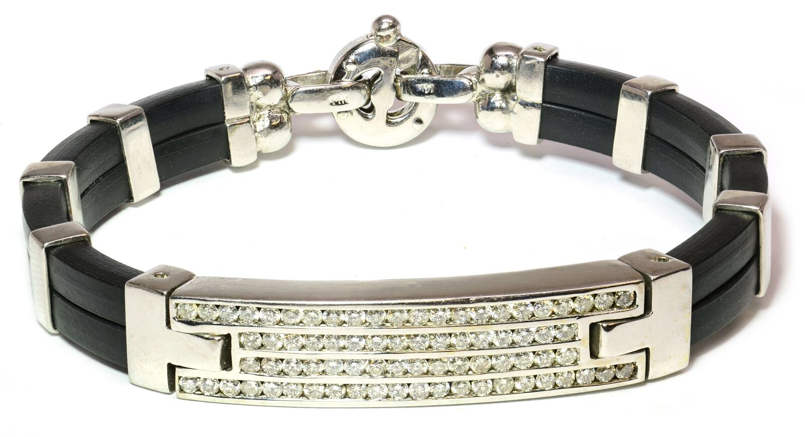 Rubber-14k-Gold-Mens-Diamond-Bracelet-25-ct-SI-Clarity-G-Color-131707236677