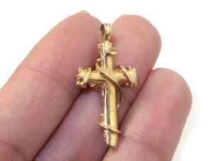 Religious-14k-Yellow-Gold-Cross-Pendant-323-Grams-Charm-132744605648-3