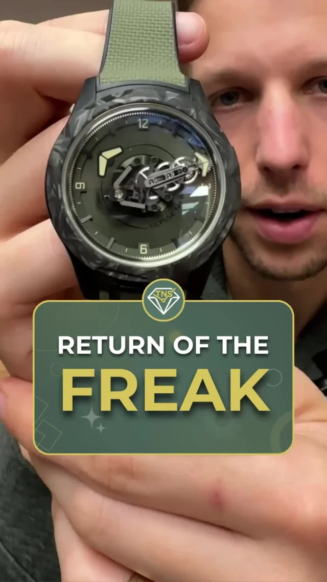 The Ulysse Nardin Freak OPS One is back — and still one of the wildest watches on the market.  🌀 No dial. No hands. No crown.
Just an all-in-one movement that tells time by spinning itself.  You set the time by turning the bezel.
You wind it by rotating the caseback.
And the whole front display rotates once per hour.  ✅ 90-hour power reserve
✅ Military-inspired finish
✅ Unworn, full set
💰 Retail: $67K → Our Price: $47K  Slide into the DMs if you’re ready to negotiate.  #ulyssenardin #watches #watch #luxury #fashion